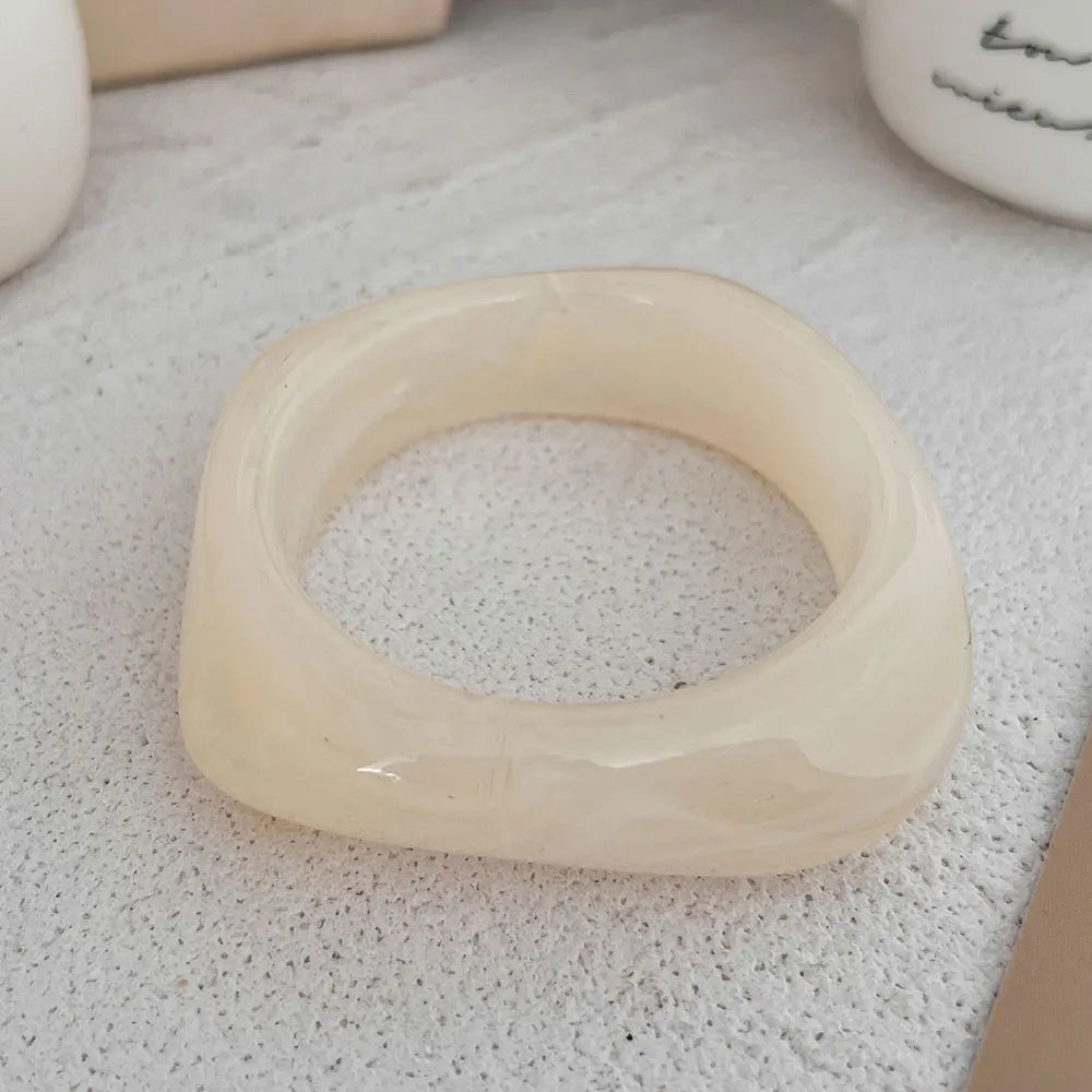 KMVEXO Vintage Chunky Coffee Thick Resin Acrylic Smudging Bangles Geometric Irregular Bangle Bracelets For Women Men Jewelry