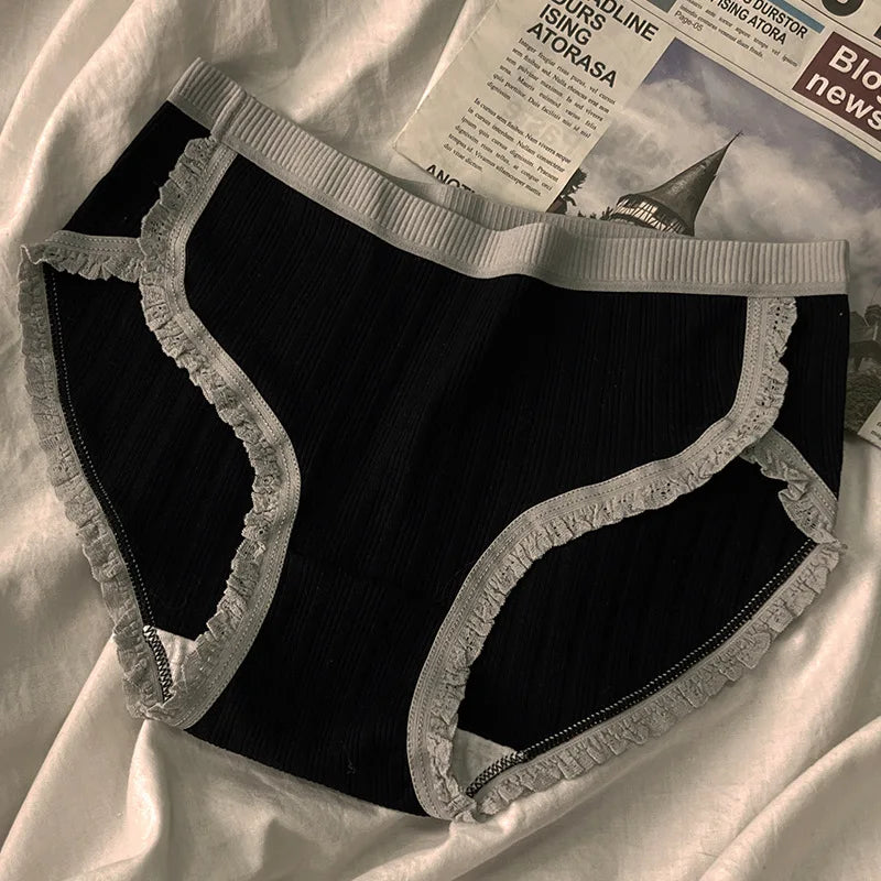 3Pcs/Set Cotton Panties Mid-Waist Women's Underwear Female Breathable Underpants Girls Solid Color Briefs Short Sexy Lingerie