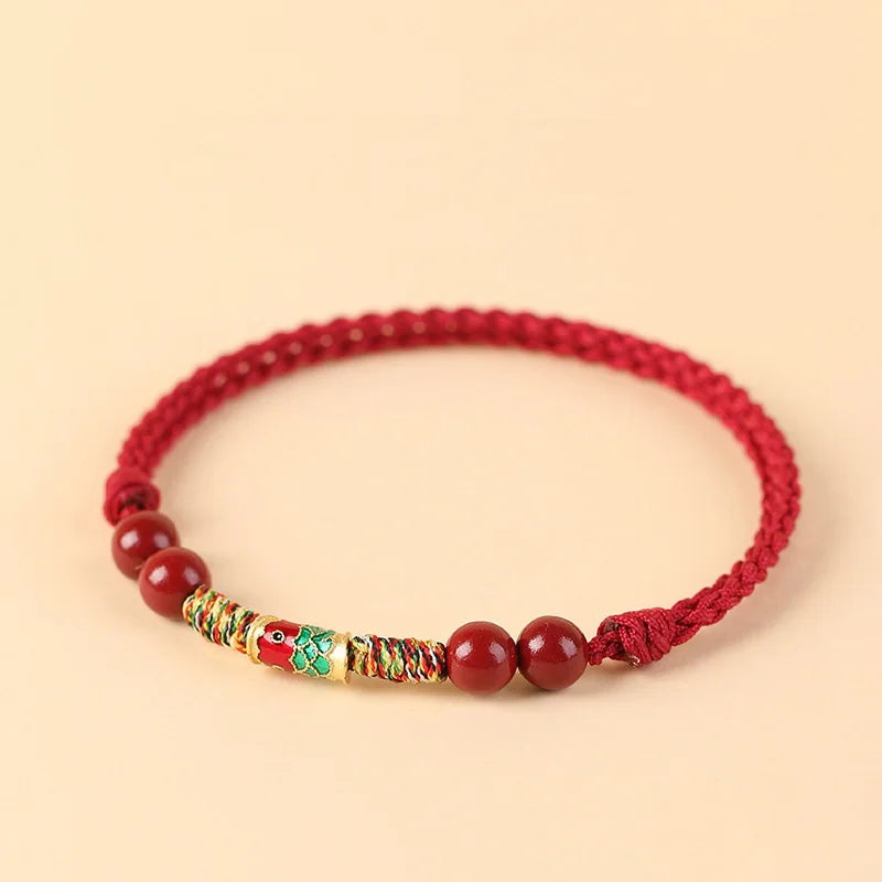 Lucky Red Thread Bracelet Men Women Tibetan Buddhist Lotus Infinity Cinnabar Beads Handmade Braided Rope Bracelets Party Jewelry