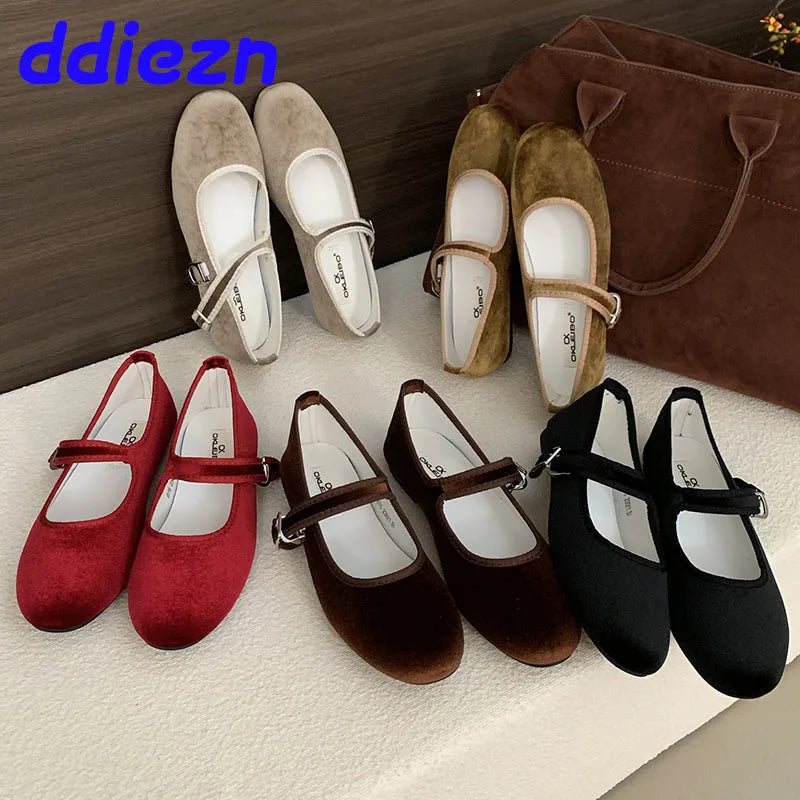 Silk Mary Jane Flats - Buckle Strap Office Lady Shoes Women