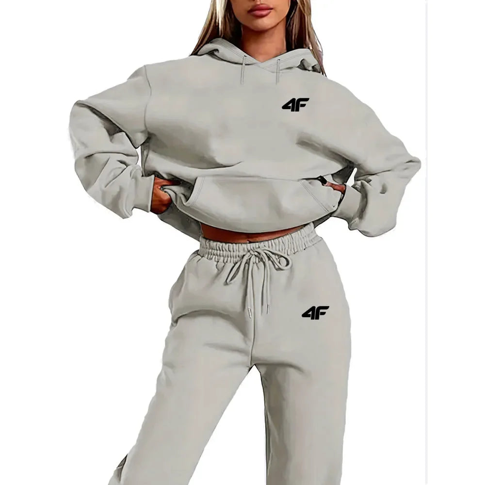 Number Letter Printed Women Hoodie set Street Hip Hop Clothing Casual Female 2pcs Clothing Plush sweatshirt Perfect for Outdoor
