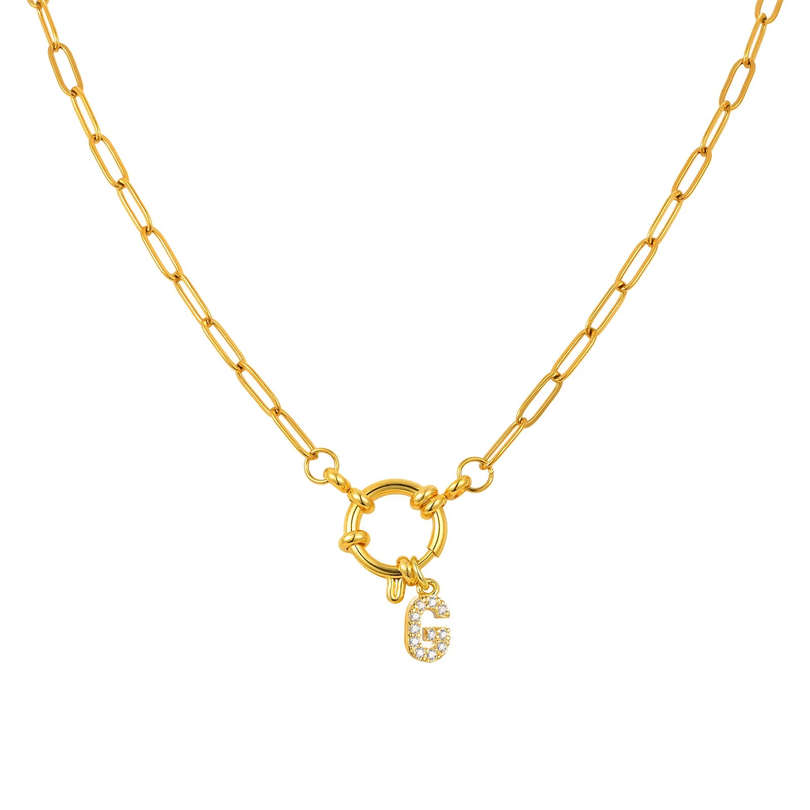 Vnox Women's Trendy Letters Necklaces With CZ Zircon, Stainless Steel 18K Gold Plated Pendant, Fashion Charm A-Z Accessories