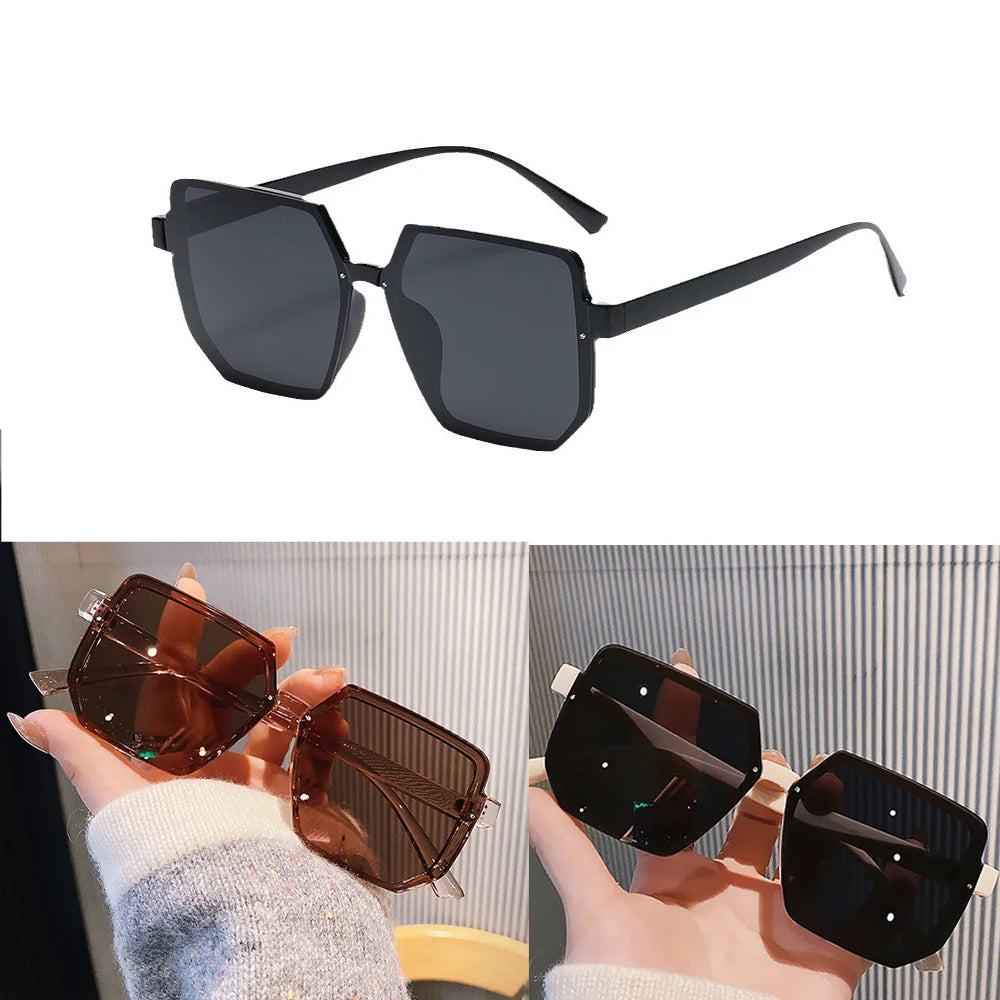 Big Frame Vintage Polygon Sunglasses - Retro Square Goggle Unisex