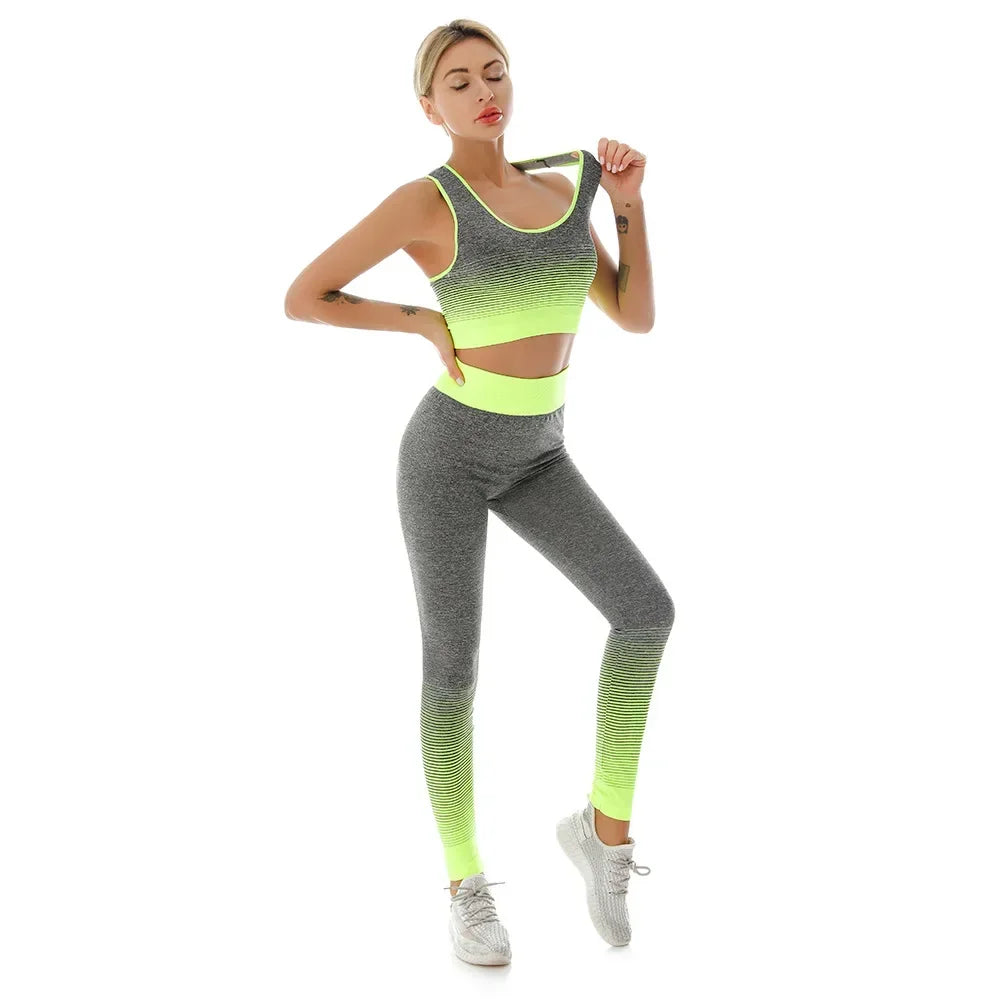 2 Piece Yoga Set - Gradual Changing Sports Bra & Leggings