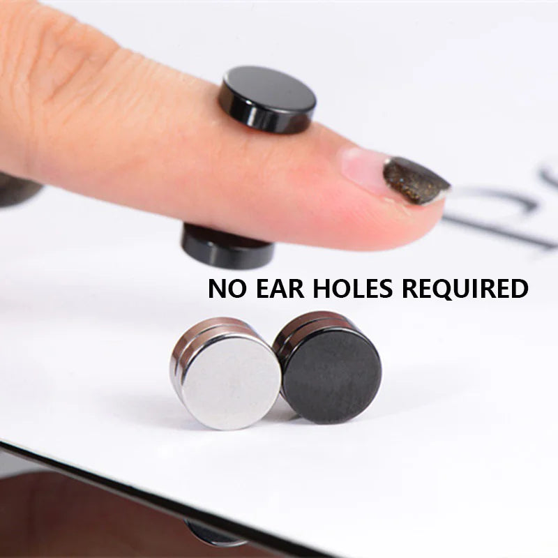 1 Pairs Fashion Magnetic Stud Earrings Men and Women Black CZ Magnet Non-piercing Clip Earring Set Punk Earrings Jewelry Gift