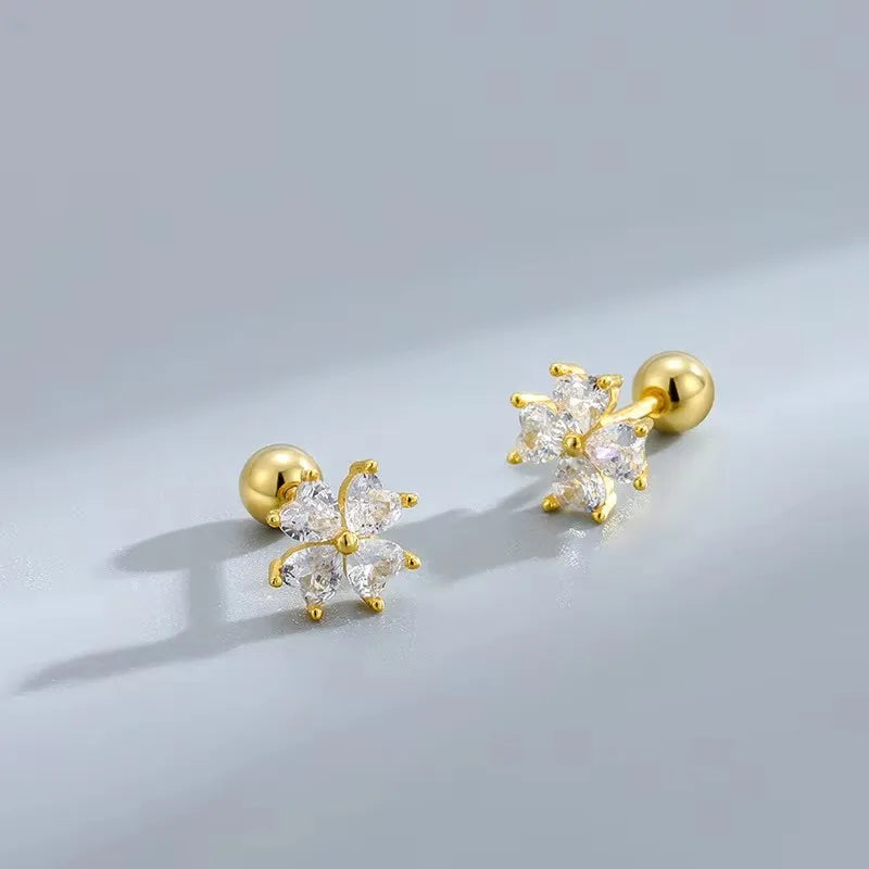 New Fashion Heart Stud Earrings for Women Hypoallergenic Screw Cartilage Helix Earring Girls Piercing Accessories Jewelry Gifts
