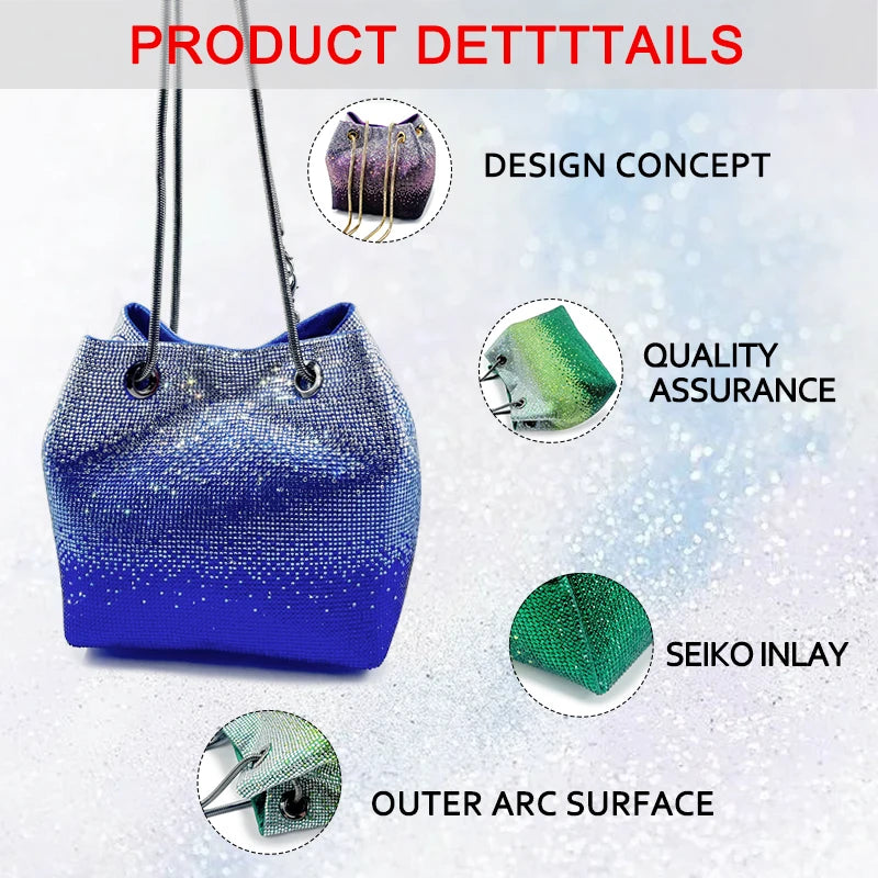 2025 Latest Italian Design Luxury Shiny Wedding Party Ladies Handbag high quality Diamond Tote Evening Bag