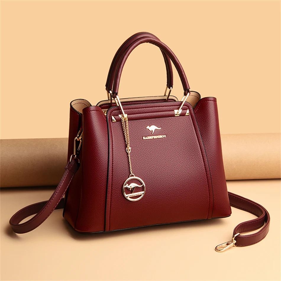 2024 Luxury Designer Handbag - 3 Layer Crossbody Leather Tote
