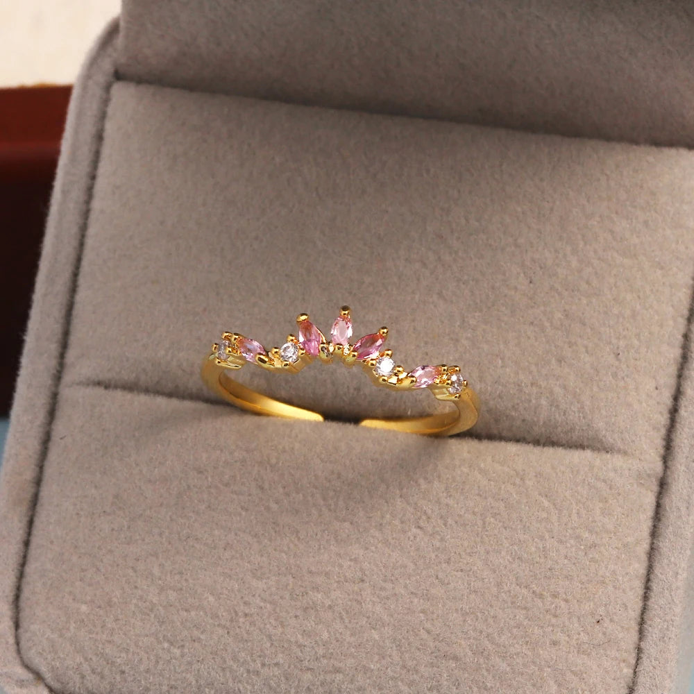 Fashion Moon Heart Flower Butterfly Rings For Women Sweet Girls Exquisite Shiny Rhinestone Crystal Open Ring 2025 Romantic Jewel