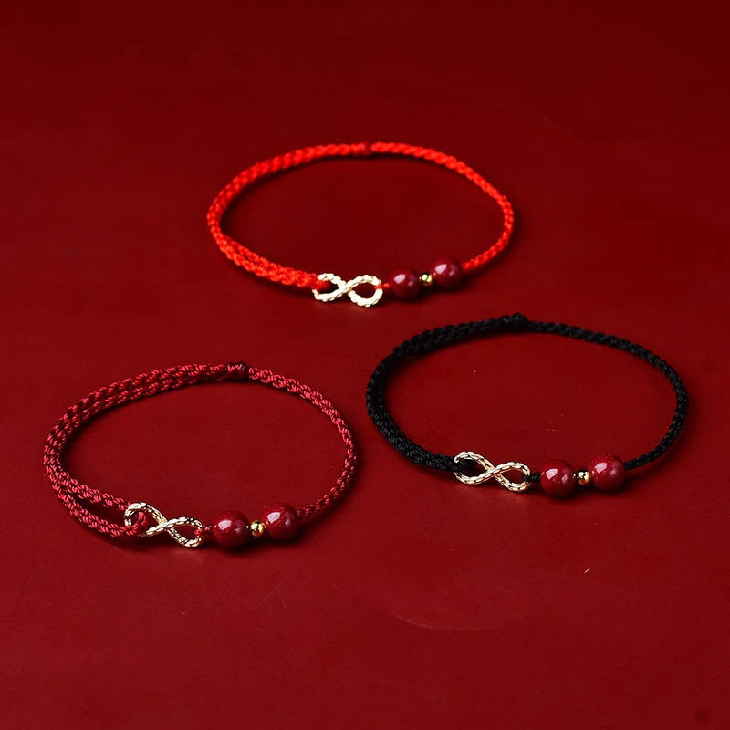 Lucky Red Thread Bracelet Men Women Tibetan Buddhist Lotus Infinity Cinnabar Beads Handmade Braided Rope Bracelets Party Jewelry
