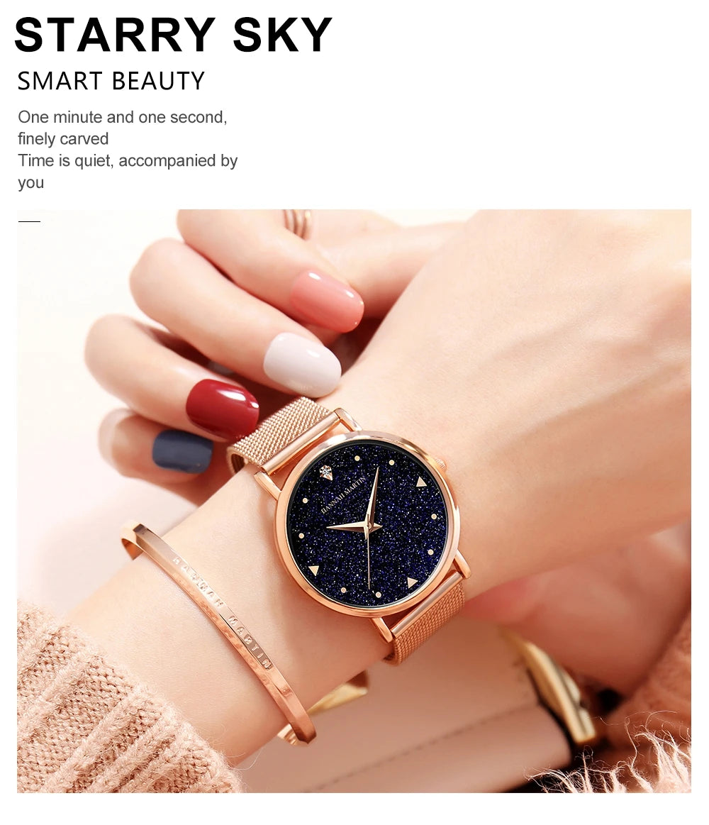 Women Luxury Watch 36mm Fashionable Frosted Dial Japanese Movement Rhinestone Rose Gold Stainless Steel Mesh Women Dress Watches