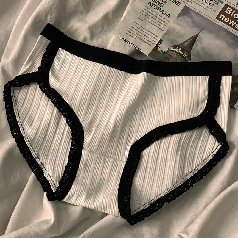 3Pcs/Set Cotton Panties Mid-Waist Women's Underwear Female Breathable Underpants Girls Solid Color Briefs Short Sexy Lingerie