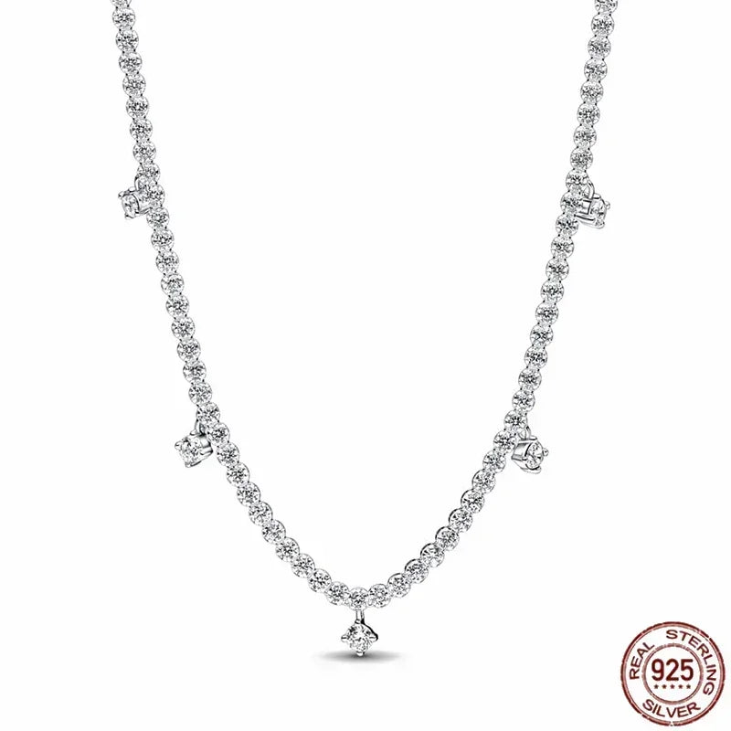 Christmas Birthday Surprise Gifts 925 Sterling Silver Exquisite Shiny Round Heart-shaped Necklace Classic Charm Women's Jewelry