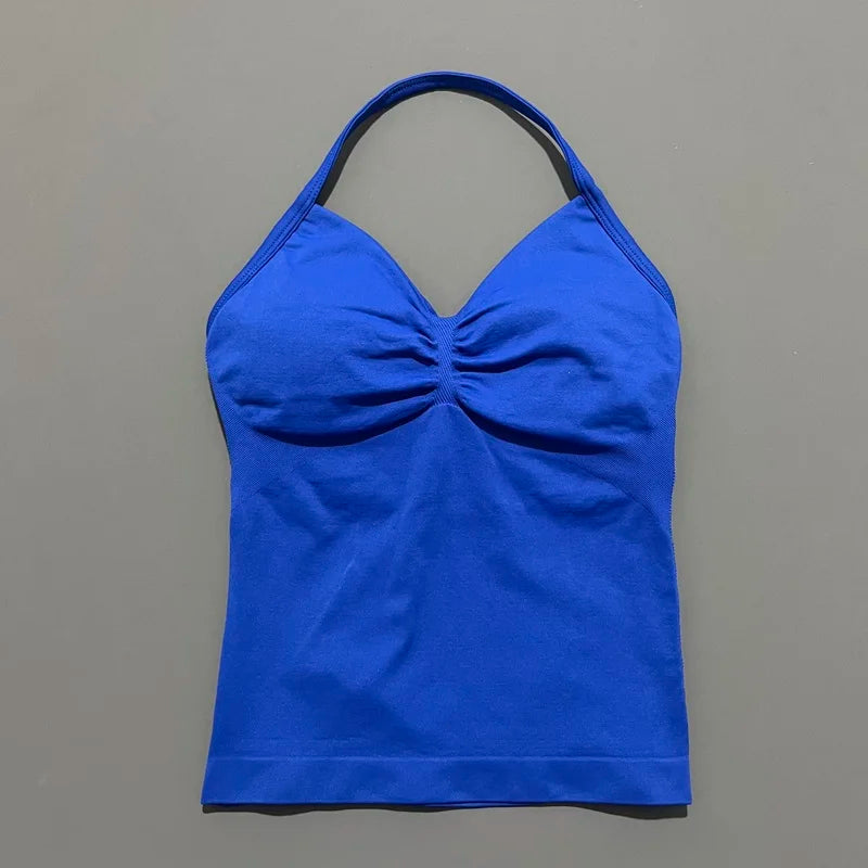 HISTELLO Impact Sports Bra - Longline Strappy Yoga Tank Top