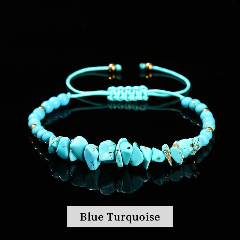 Change Better Natural Stone Amethyst Gravel Chip Bead Adjustable Braided Bracelet Women Men Small Round Bead Strand Healing Gift