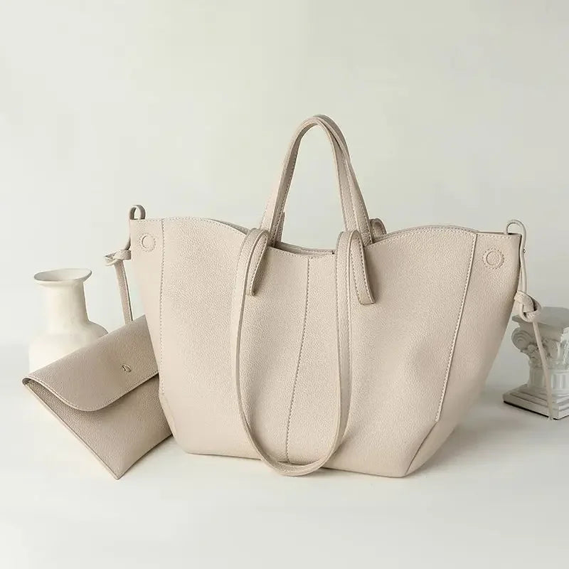 Fashionable Large Capacity Tote Bag Handbag Women's Single Shoulder Bag Brown New Arrival 2025 from France High Aesthetic Value