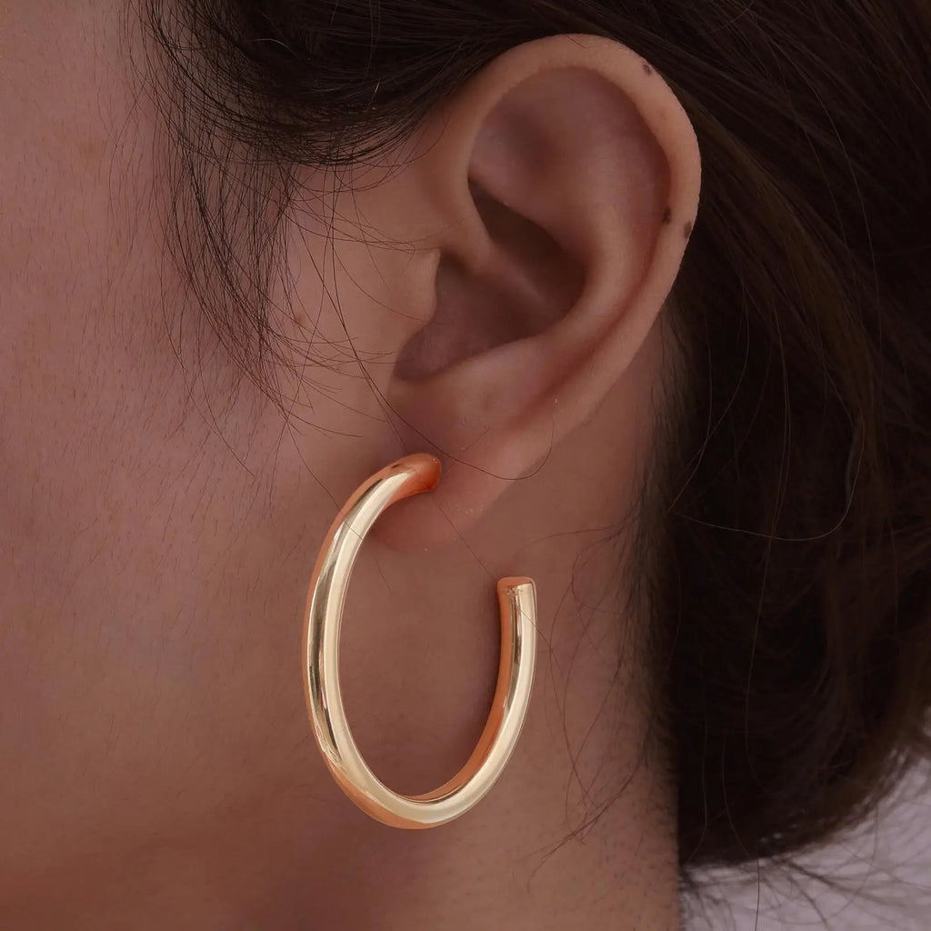 Waterproof Chunky Circle Hoop Earrings For Women, Gold Plated Stainless Steel Loop Earring 25/42/50/63mm