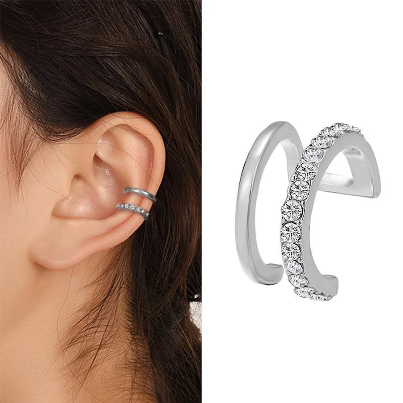 KOTiK 2024 New Gold Silver Color Leaves Clip Earrings for Women Fashion Ear Cuff Non-Piercing Earrings Set Trend Jewelry Gift