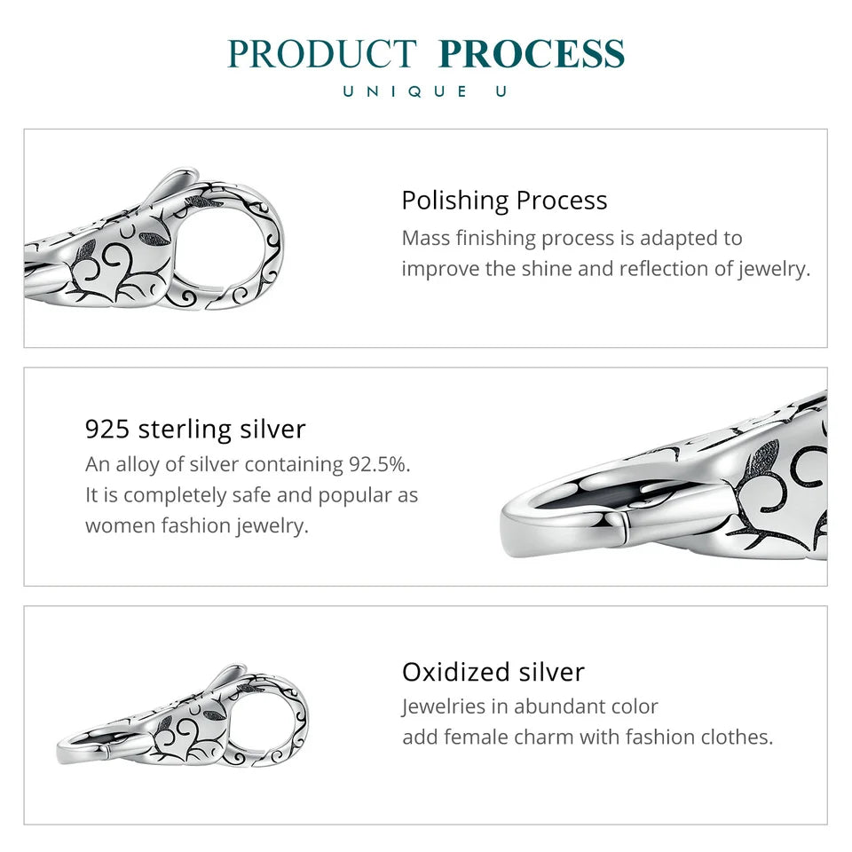WOSTU Real 925 Sterling Silver Basic Snake Bangle Bracelet Butterfly Flower Closure Buckle For DIY Charms Bead Jewelry Make Gift