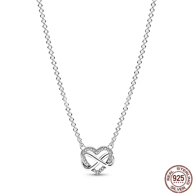 Christmas Birthday Surprise Gifts 925 Sterling Silver Exquisite Shiny Round Heart-shaped Necklace Classic Charm Women's Jewelry