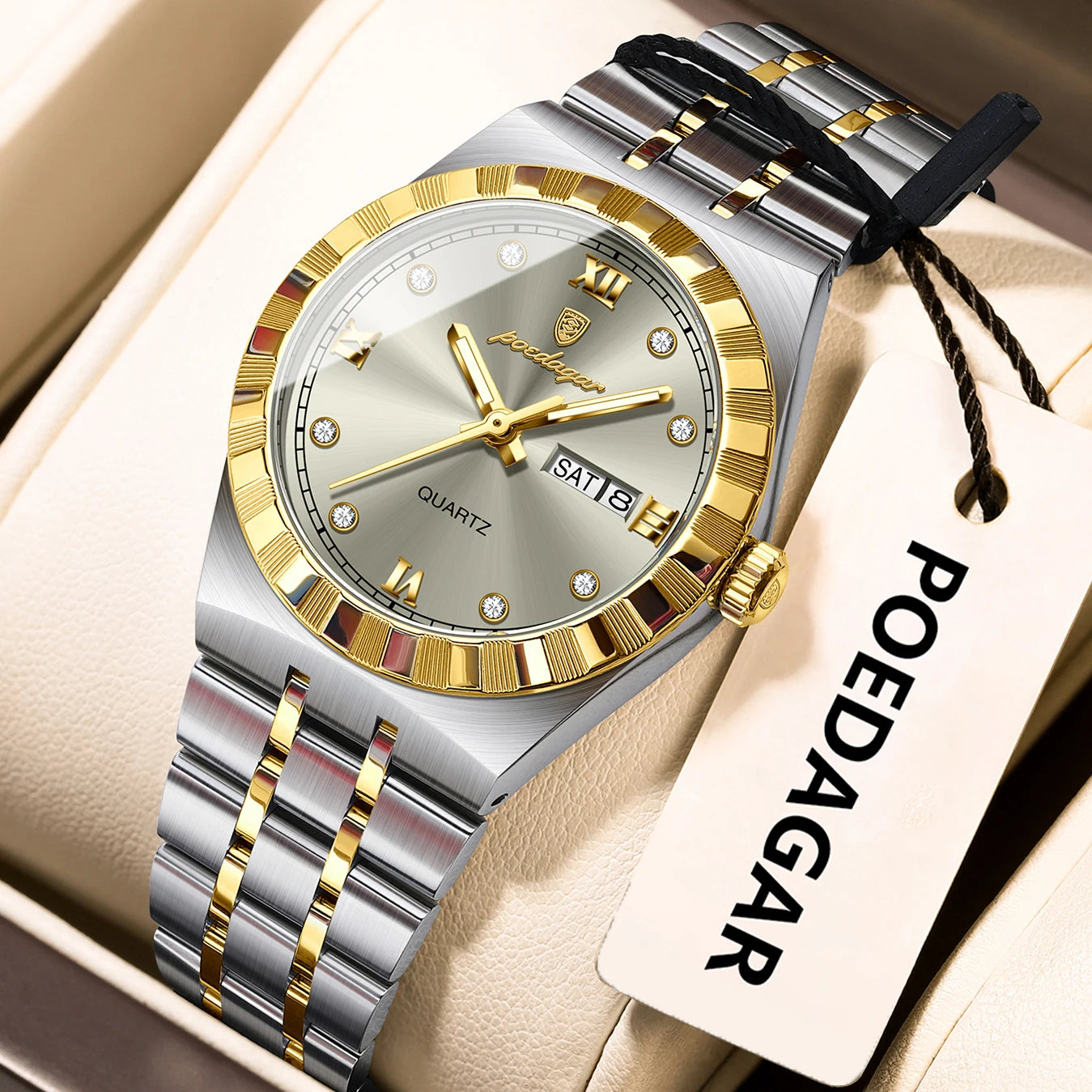 POEDAGAR Luxury Ladies Watch - Luminous Waterproof Week Date Stainless