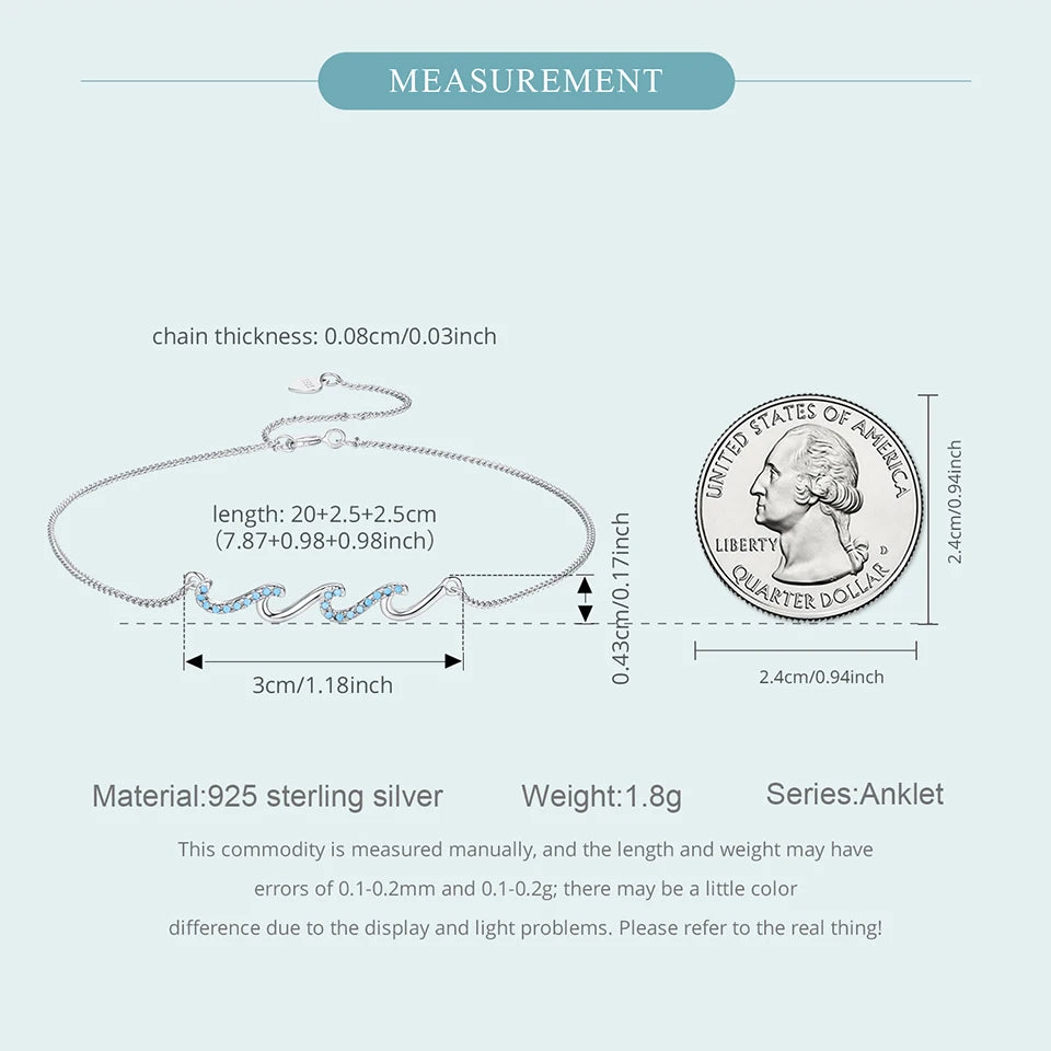 BISAER 925 Sterling Silver Round Beads Anklets,Waterproof Hypoallergenic Infinite Love Chain For Women Fine Jewelry Holiday Gift