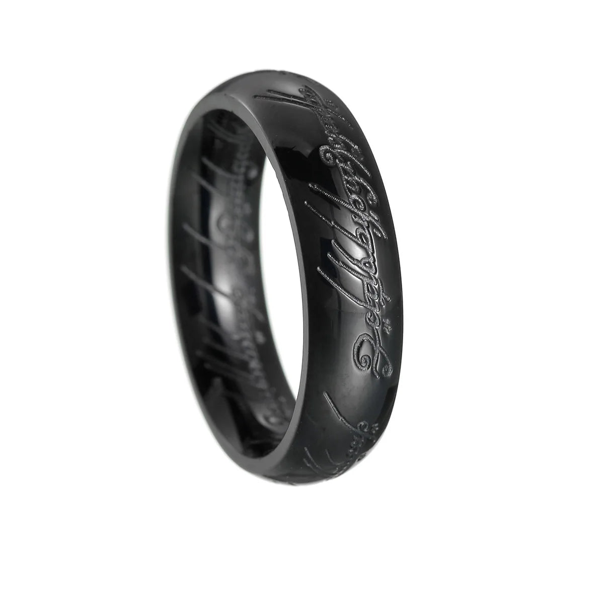 Lord of the Rings Titanium Steel Ring - 18K Gold Plated 6mm Men's Band