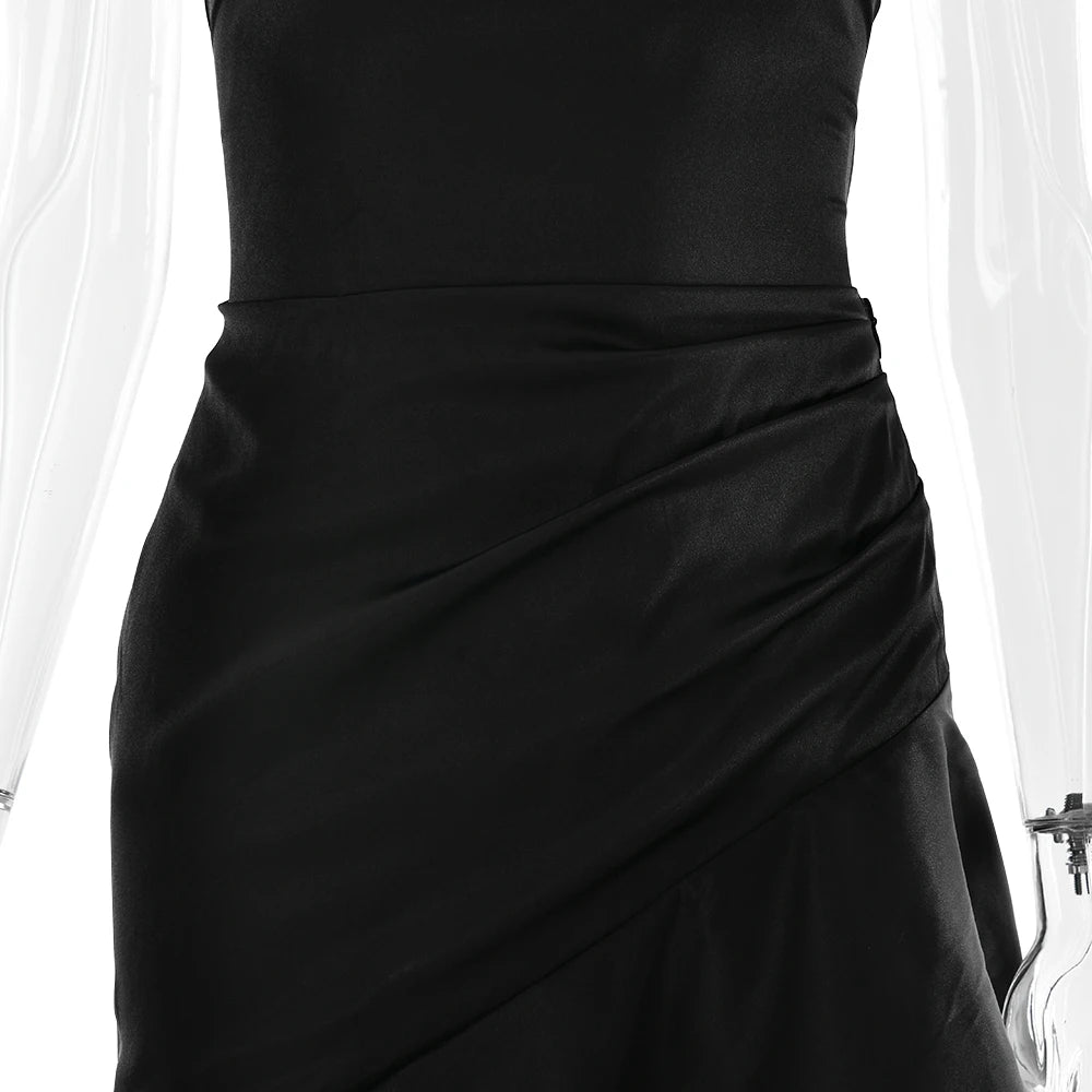 Articat Spaghetti Strap Dress - Satin Split Maxi Evening Gown