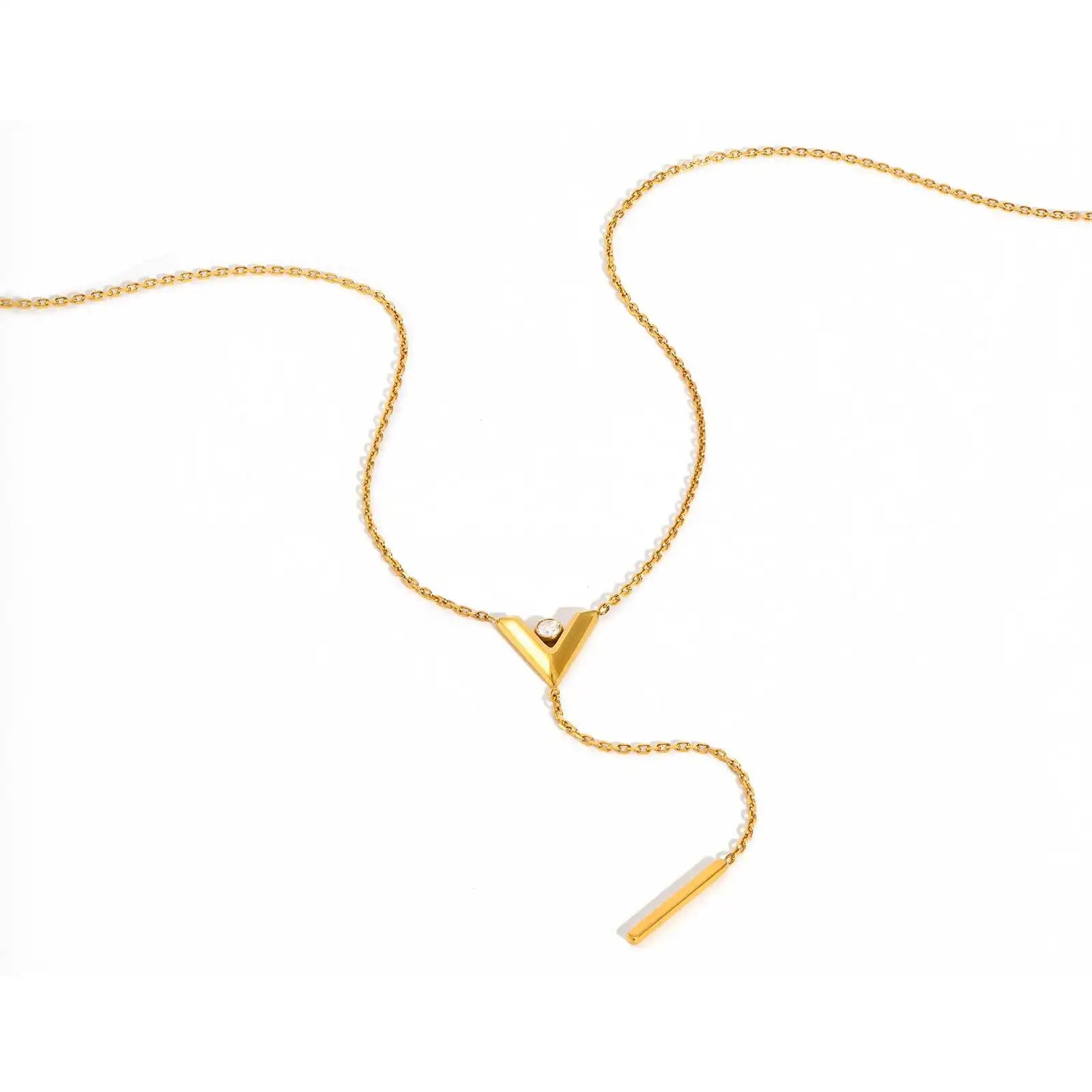 Vnox Women Trendy V Shaped Necklace With Small Pendant, Stainless Steel Y-shaped Necklaces, Jewelry Gifts Wholesale