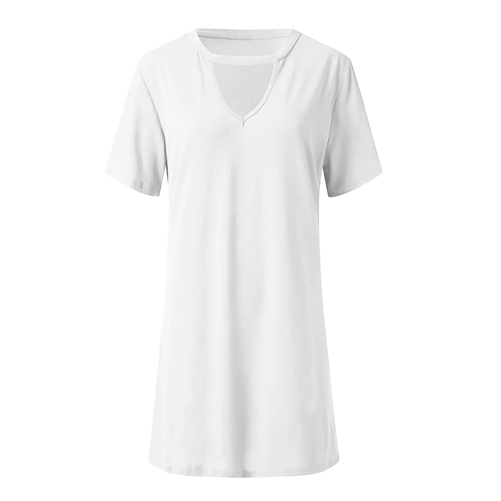 Sexy Elegant Dress Wrap Deep V Neck Cut Out Loose Dress Women Solid Color Short Sleeve Mini Dress Club Party Vestidos