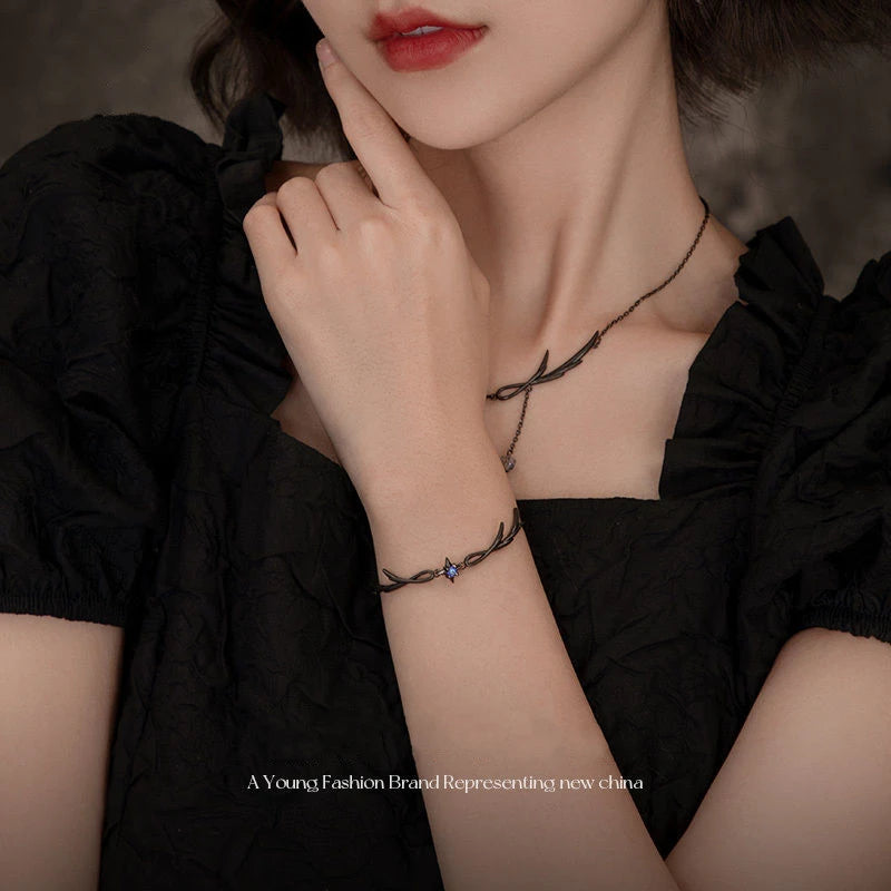 Gothic Punk Dark Style Black Bracelet Personality Ladies Simple Charm Casual Jewelry Gift