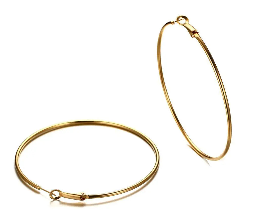 Stainless Steel Big Circle Hoop Huggie Earrings For Women, 40mm/50mm/60mm/70mm