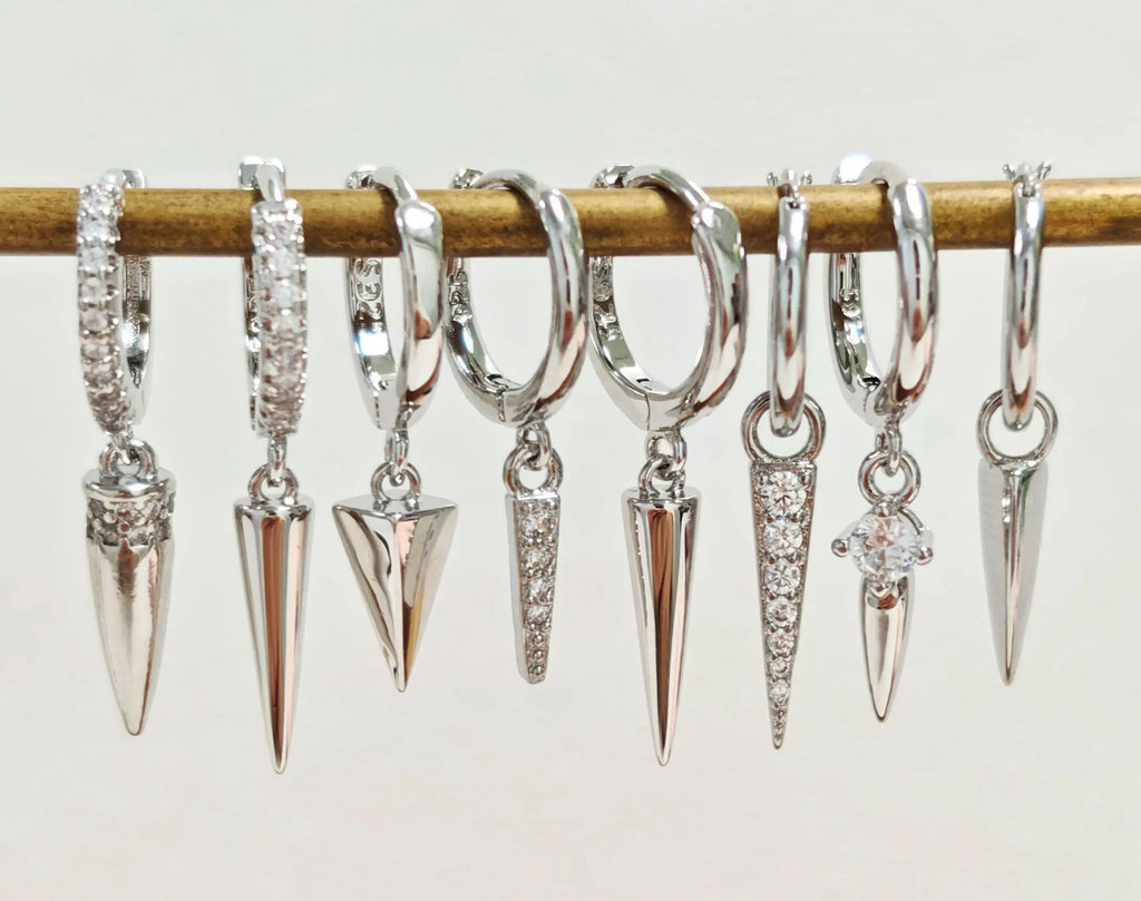 925 Sterling Silver Needle Punk Spike Rivet Hoop Earrings For Women Huggie Earrings Ear Cuff Piercing Earring Gothic Jewelry