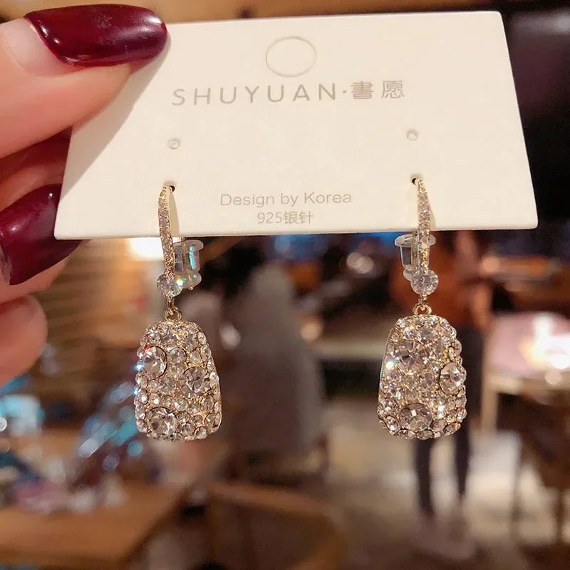 2024 New Hot Korean Beautiful Exquisite Fashion Long Shiny Gypsophila Earrings party Jewelry Exquisite Gifts Wholesale
