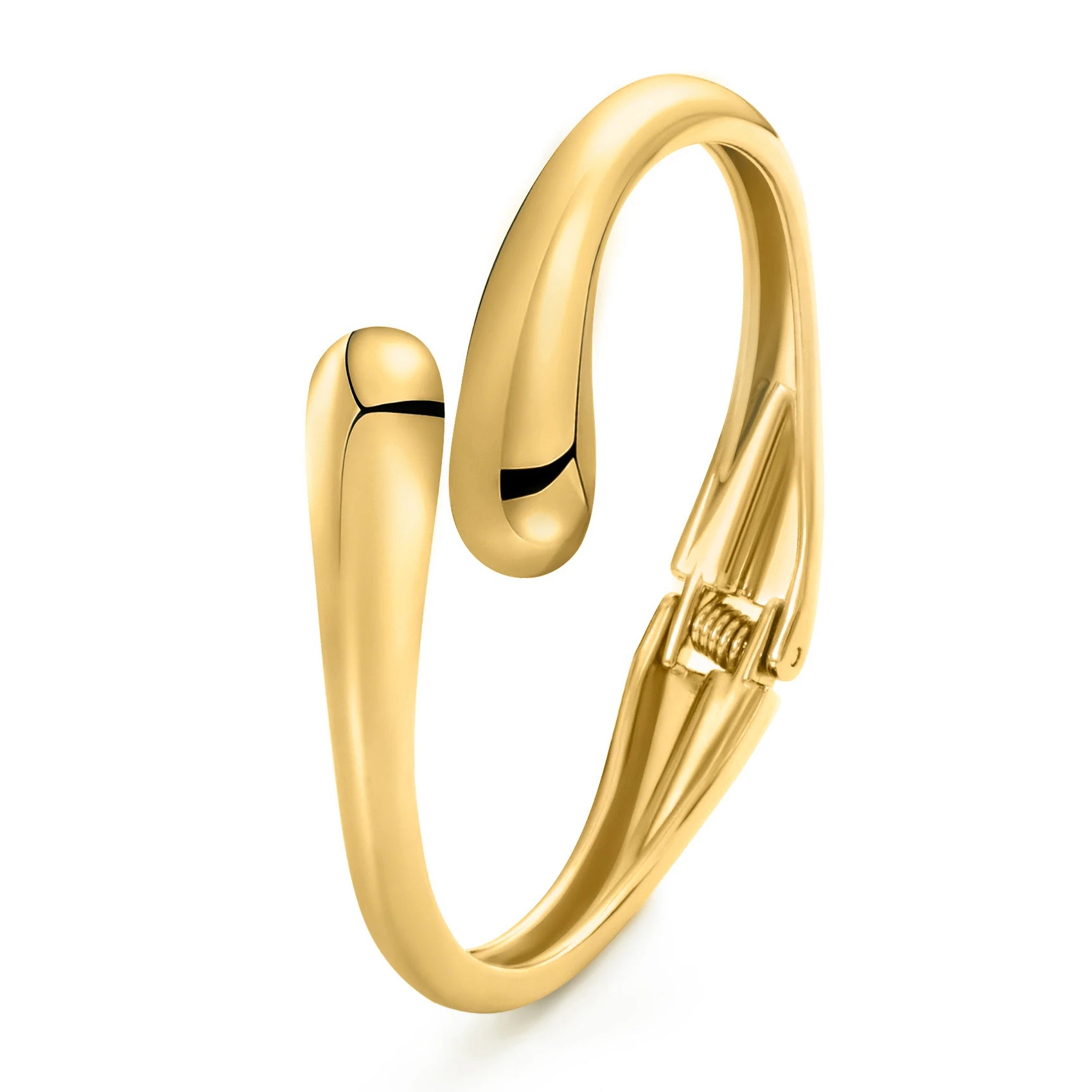 FTCY Chunky Gold Bangles Bracelets for Women Gold Color Charm Waterdrop Spiral Oval Bangle Bracelets Trendy Elegant Jewelry Gift