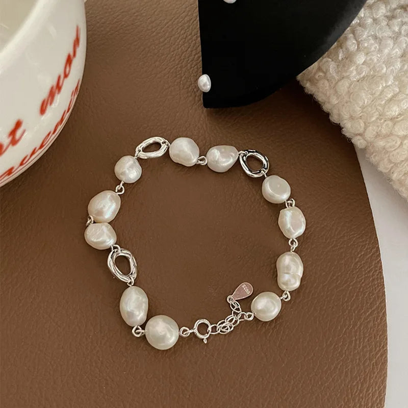 VENTFILLE 925 Sterling Silver Double Layer Pearl Bracelet for Women Girl Design Bead Korean Jewelry Dropshipping