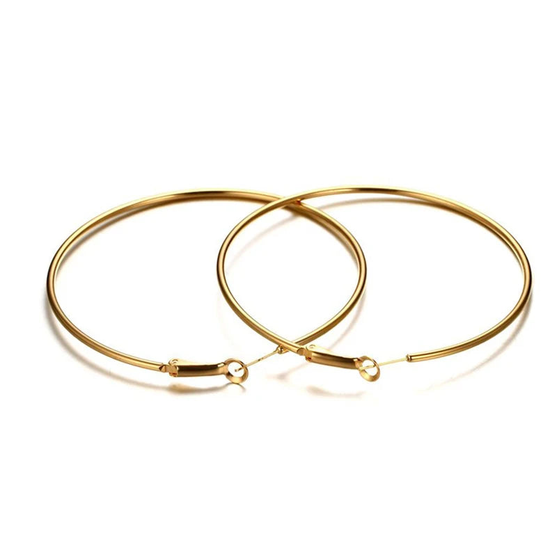 Stainless Steel Big Circle Hoop Huggie Earrings For Women, 40mm/50mm/60mm/70mm
