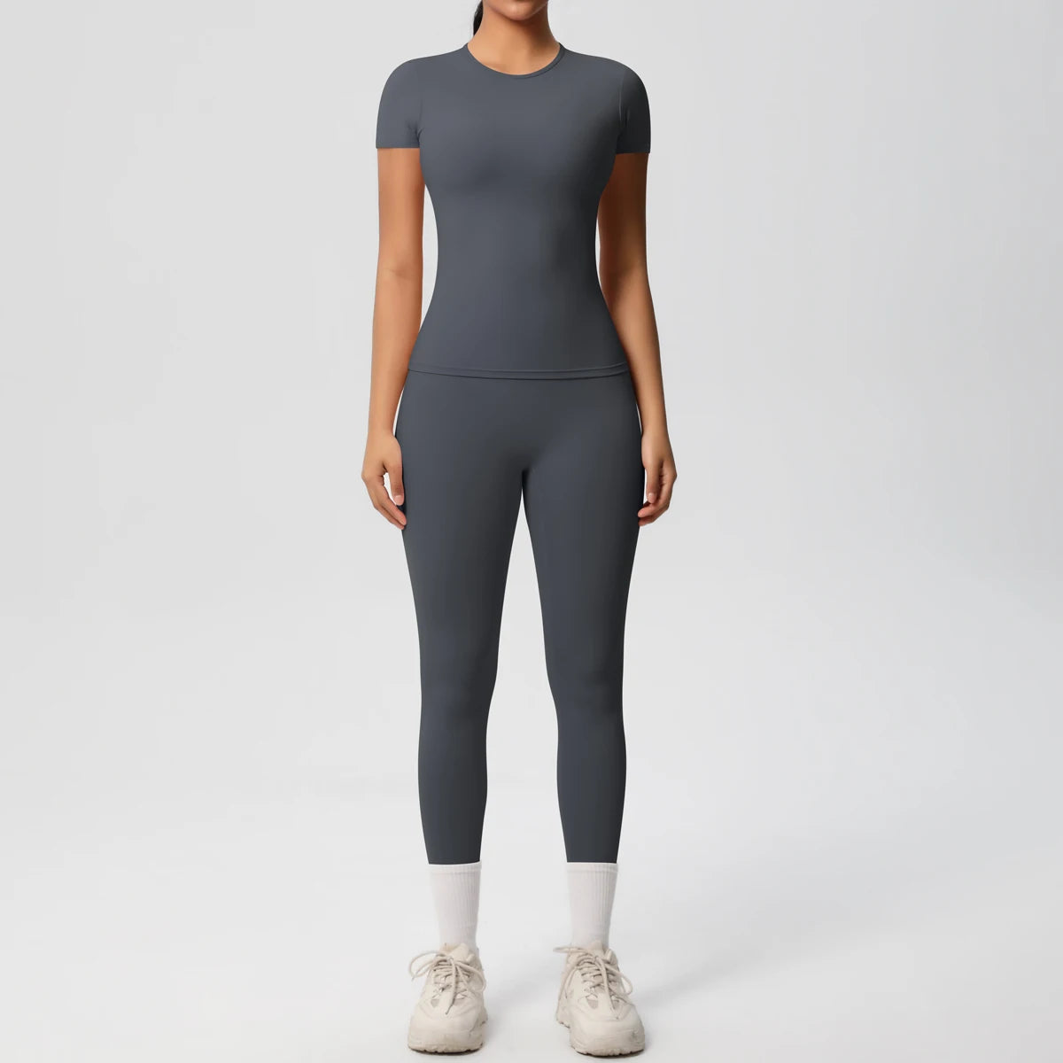 Women 2pcs Patchwork Sport Yoga Suit Gym Sports Crop Tops Sexy Bodycon Crop Tube Top Workout Leggins Booty Bum Leggins