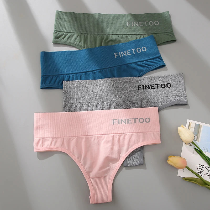 3PCS/Set Women's Panties Sexy Underwear FINETOO Large Size Thong Women Seamless Panties High Waist Girls Thongs M-2XL