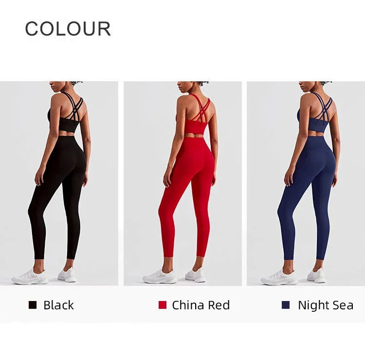 2 Piece Yoga Clothes - Athletic Tracksuit Sports Bra & Leggings