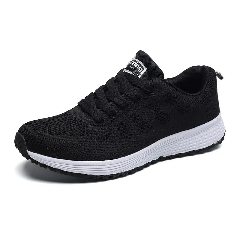 Women's Lace-up Casual Shoe Mesh Flat Shoes for Woman Summer Breathable White Sneakers Women's Vulcanized Sneakers Tenis Walking