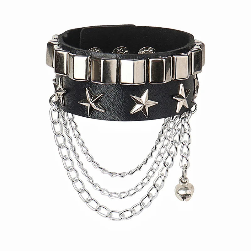 Punk Bracelets PU Leather Studded Bracelet Adjustable Goth Cuff Bracelet Gothic Rivet Buckle Wristband for Men Women Emo Jewelry