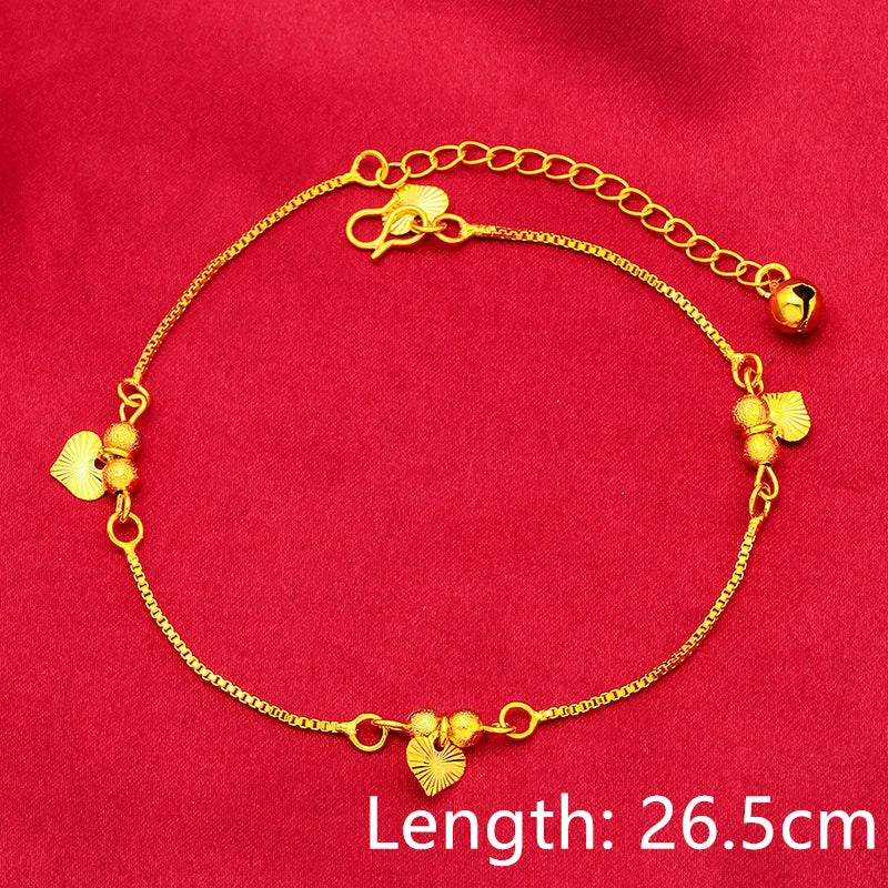 Stainless Steel Bracelets on the Leg Heart Charm Long Chain Foot Anklet 27cm Bohemian Accessories Jewelry Gifts