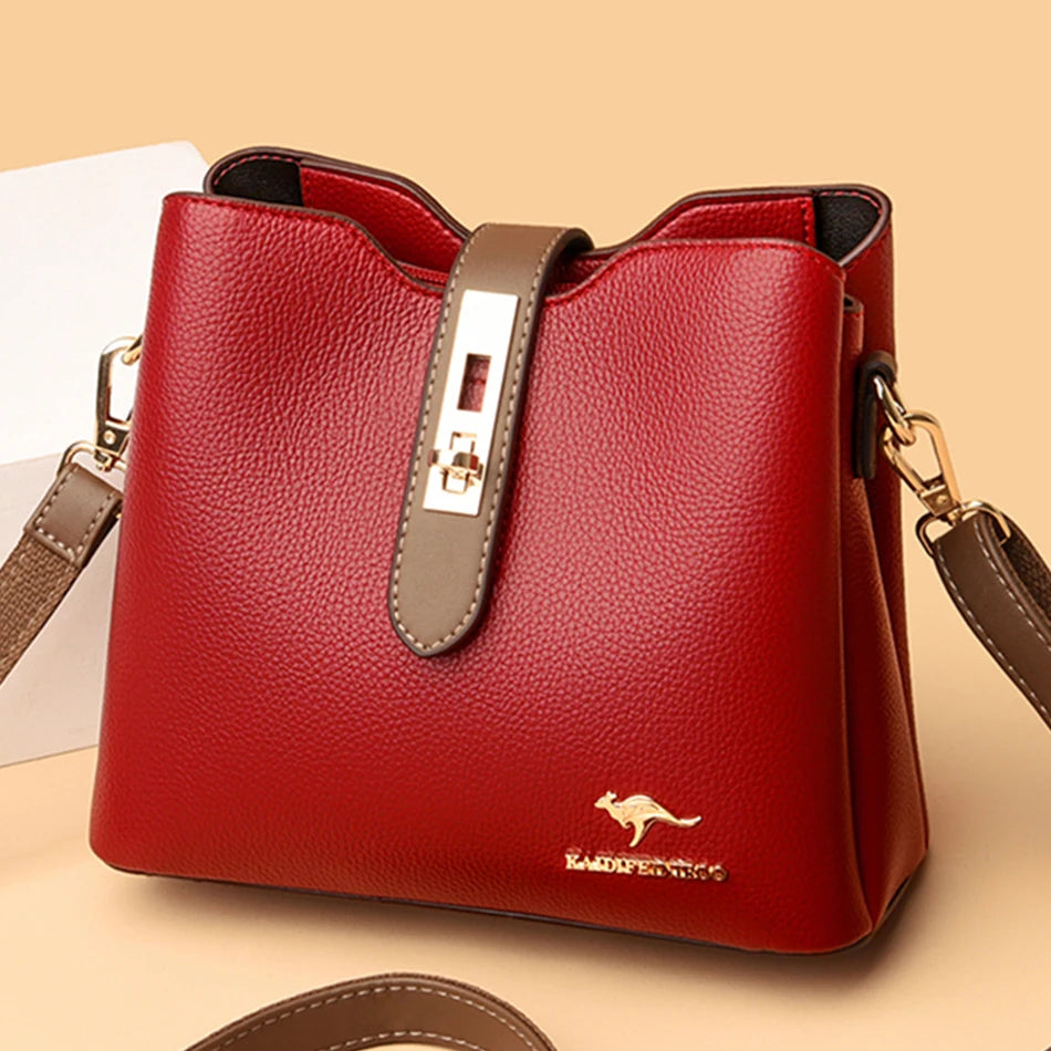 3-Layer Designer Handbag - Large Capacity Crossbody Messenger Bag