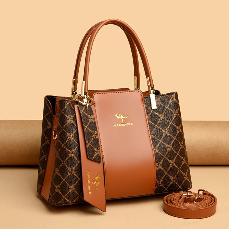 Luxury Print Leather Handbag - Large Capacity Crossbody Shoulder Bag