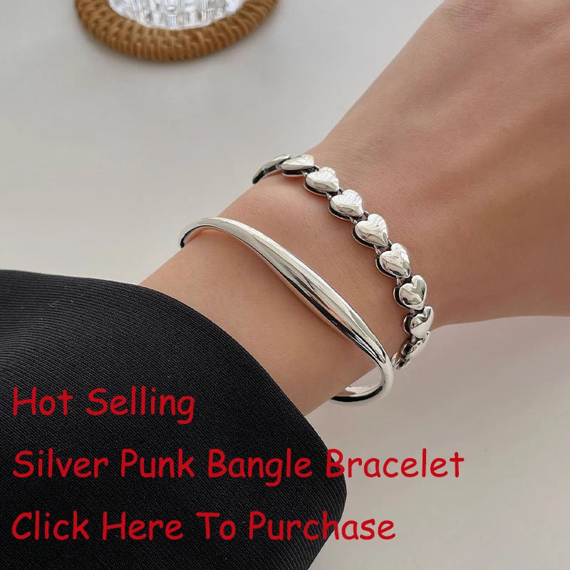 New 925 Silver Geometric Bead Punk Peace of Mind Words Irregular String Bracelet For Woman Girl Fashion Jewelry Gift Dropship