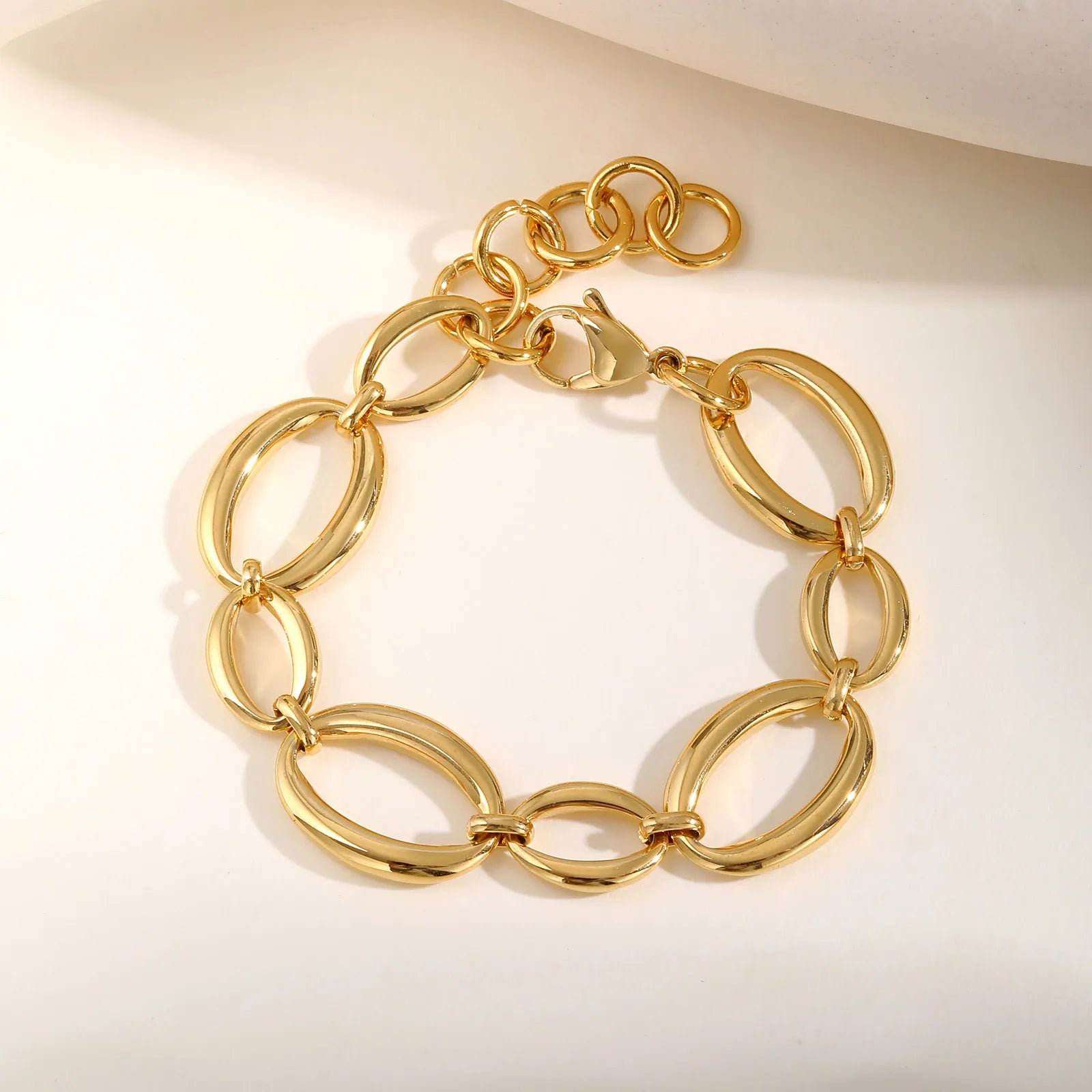 Minimalist Handmade Chain Bracelet for Women,Stainless Steel Oval Bracelets,Trendy Waterproof Jewelry Gift