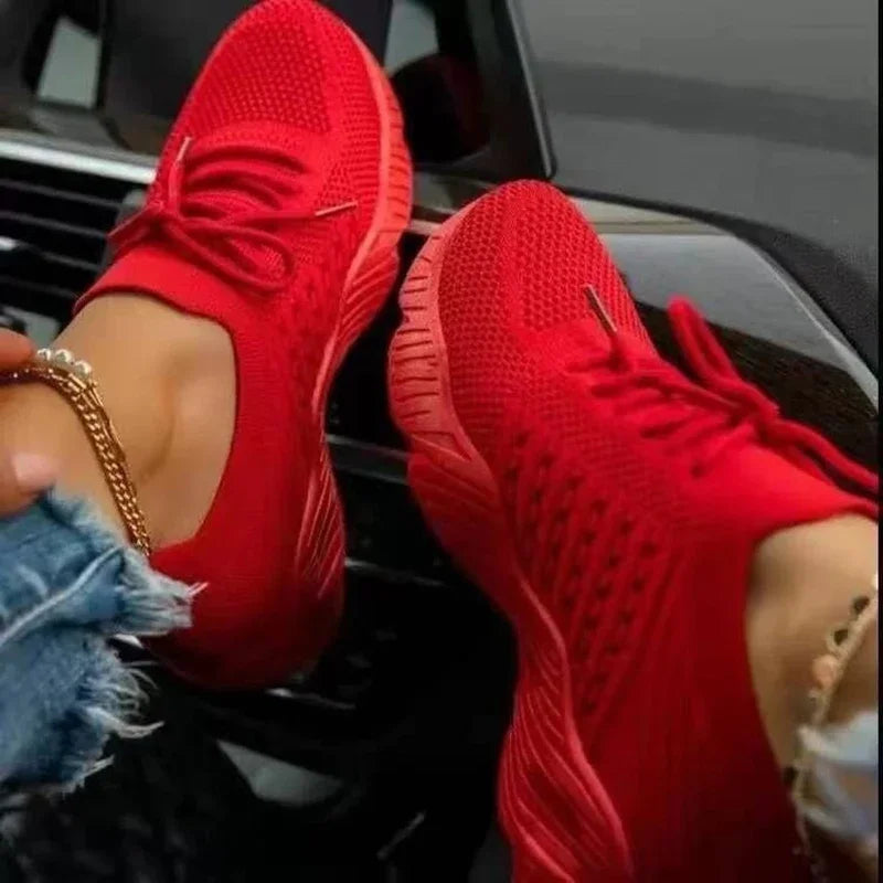 Women's Mesh Breathable Casual Sneakers - Plus Size Platform Vulcanized Shoes