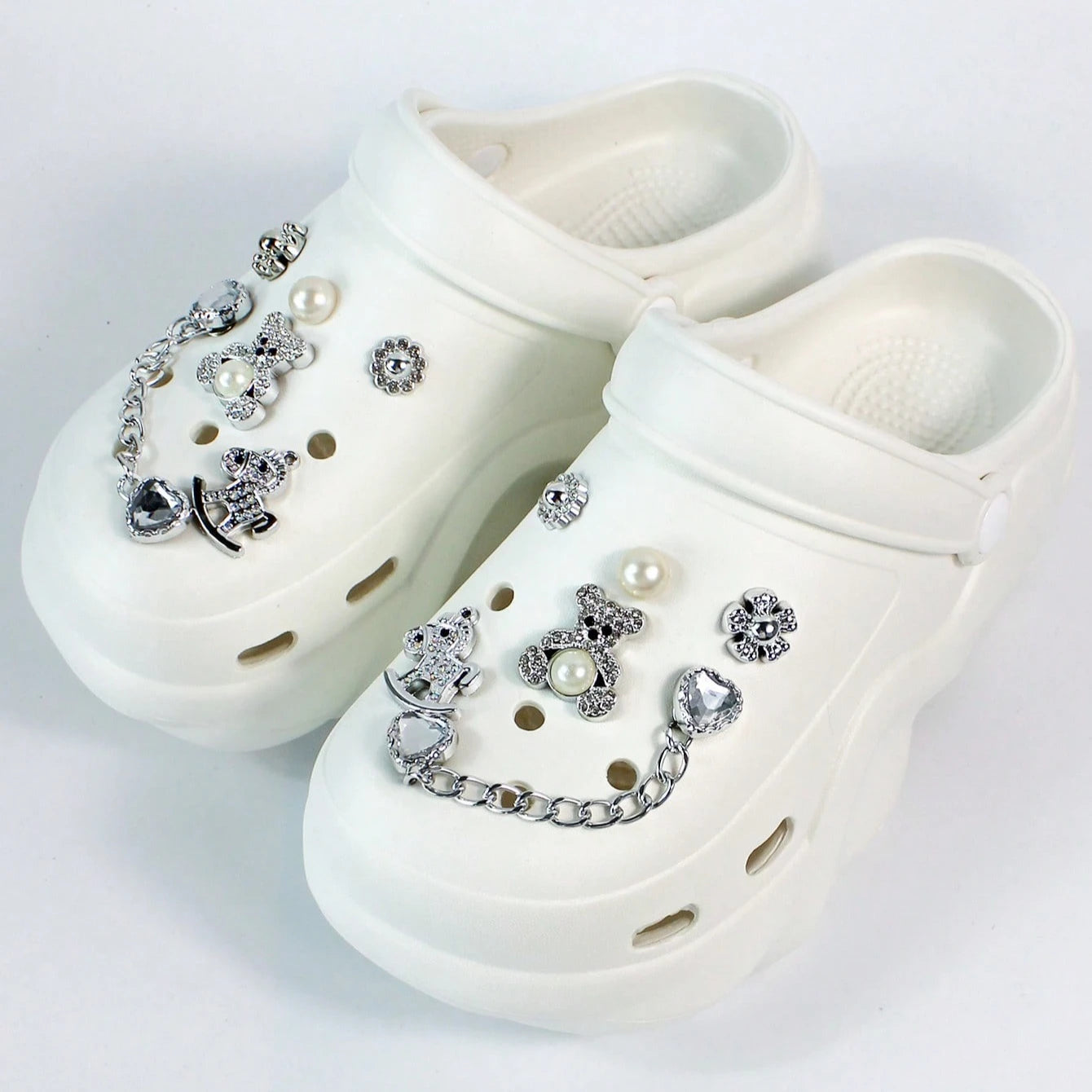 Women's DIY Silver Butterfly-Knot Clogs - Multi-Season Fashion Garden Shoes