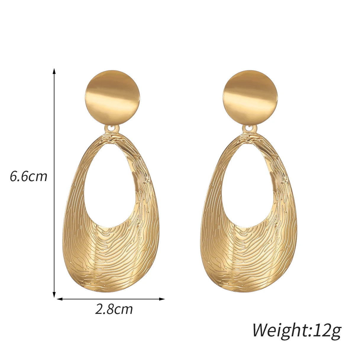 Vintage Metal Water-drop Clip on Earrings Without Piercing Geometric Statement Big Earrings No Pierced Ear Clips